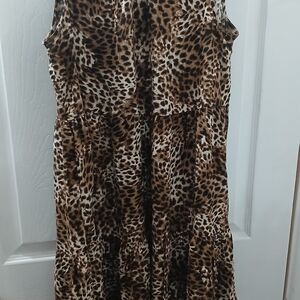 Time and Tru Leopard Print High Low Dress